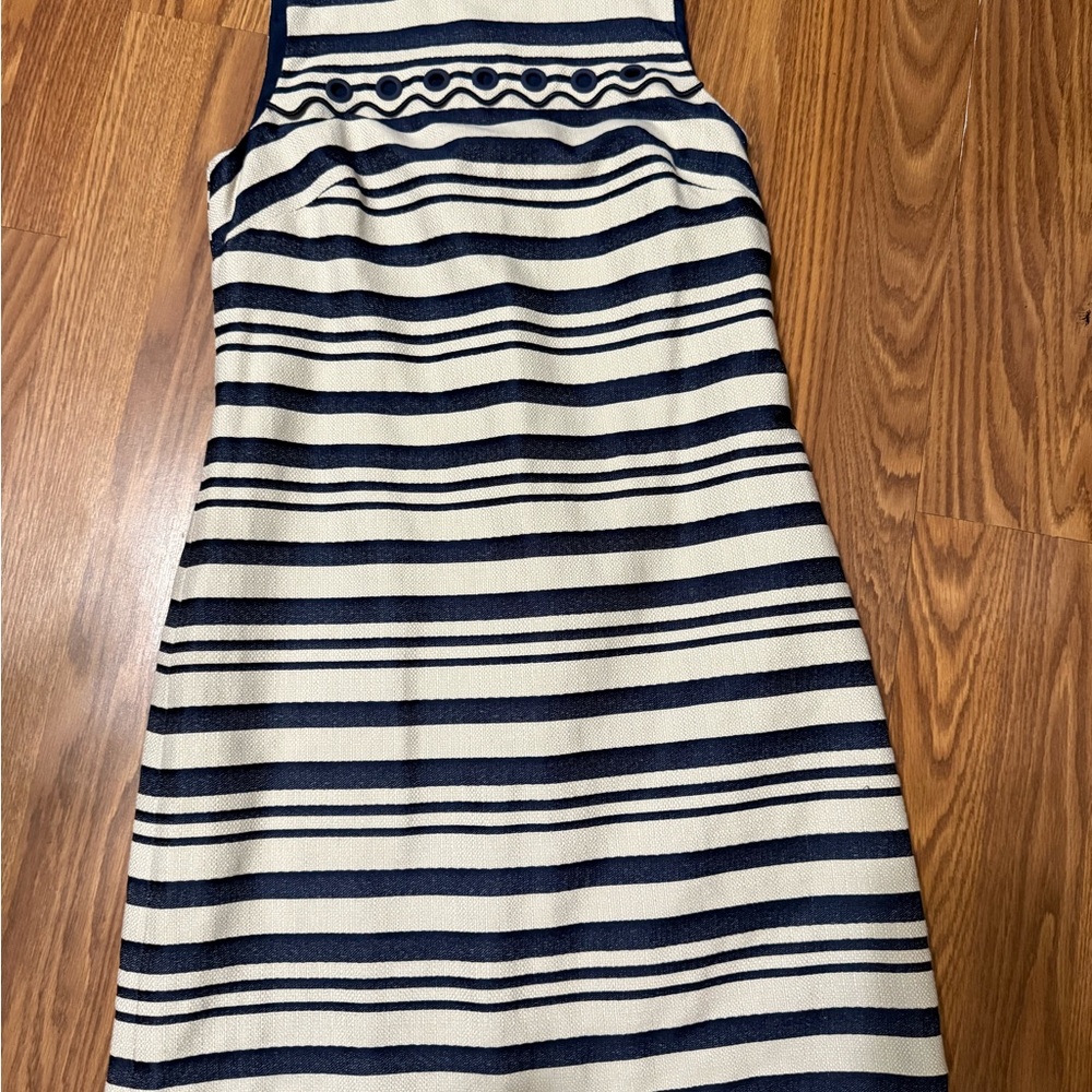 J. Crew Navy and Cream Patterned Dress